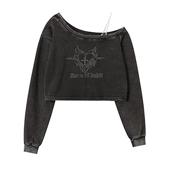 そらちこK–STYLE Women Y2K One Shoulder Crop Top Korean Sexy Cropped